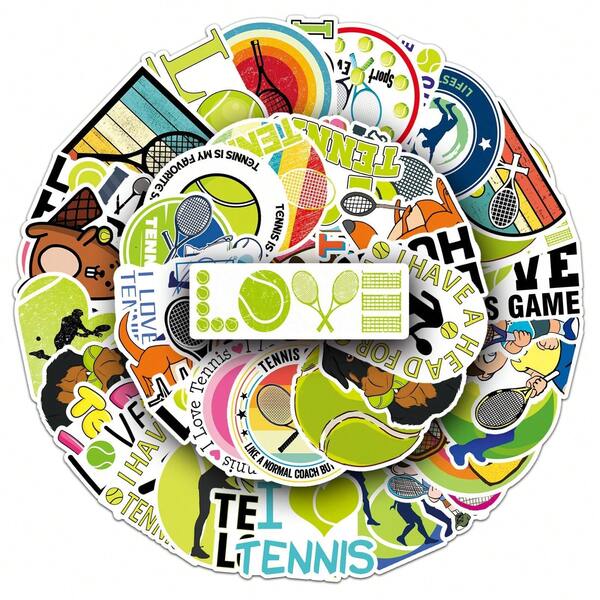 50PCS Tennis Fun Cartoon Stickers Graffiti Decoration Luggage Guitar Car Skateboard Notepad