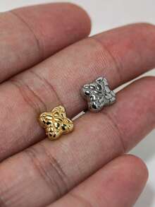 1 par de pendientes de botón cuadrados con textura geométrica vintage, pendientes de pepita chapados en oro de 18 quilates para hombres, pendientes de atuendo urbano, joyería diaria para hombres - Cuadrado - Ver 9