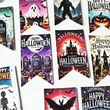 hoojojo 20 Peças/Conjunto Bandeiras Decorativas de Halloween, Conjunto de Banners Penduráveis, Banners de Festa com Tema de Halloween, Decorações Vintage, Presentes de Halloween, Decoração de Parede de Sala de Aula e Corredor Escolar, Lembrancinhas de Festa, Festa de Escritório, Decoração de Lareira, Adequado para Reuniões Familiares, Decoração de Sala de Aula e Decoração de Escritório