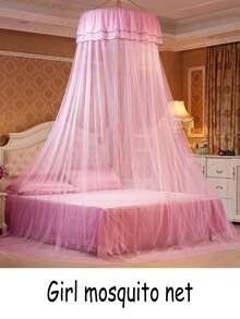 1pc Polyester Fiber Round Top Mosquito Net For Children's Bed, Anti-Mosquito And Insect, Suitable For Kids Room, Bedroom, Children's Bed, Fresh Round Mosquito Net For Students And Princess