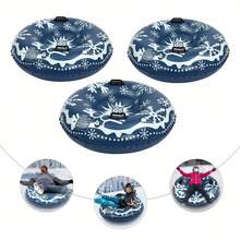 Rainaut 3PCS Winter Outdoor Fun 47 Inches Snow Tubes Heavy Duty Large Snow Sled With Handles For Adults - Blue and White - View 1