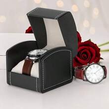 Luxury Single Watch Box With Removable Pillow, PU Leather Single Watch Wristwatch Jewelry Storage Display Holder Cases Men And Women Black - màu đen - Xem 8