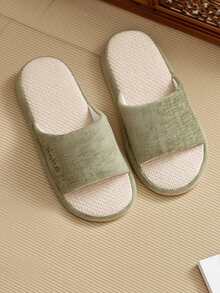 女士拖鞋 亚麻透气 不易沾尘 吸汗拖鞋 四季款式 居家拖鞋 - 綠色 - 查看 5