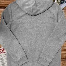 Letter  Graphic Men's Heavyweight 250-Gram Czech Angel Wife Print Hoodie - Black And White Pattern, Loose Casual Pullover Style, Front Pocket Design, Machine Washable Winter Warm Daily And Special Occasions, Czech Style Inspiration - Black - View 9