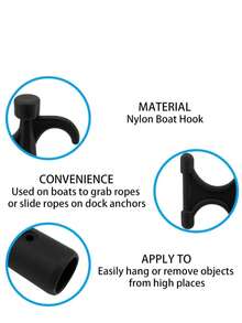 ISURE MARINE 2Pcs Nylon Boat Hook Floating,Hook For Extension Pole,Unbreakable,Durable,Rust-Resistant Boat Hook Replacement Attachment Replacement Boat Hook End For Mooring Yacht Boat Kayak,Black - Black - View 4