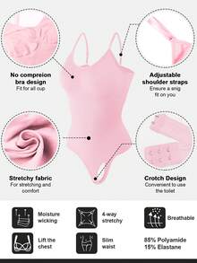 1pc Women Seamless Shapewear Bodysuit, Thong Bottom, Slimming Shaping Bodysuit, Tummy Control Bodysuit, Shapewear, Waist Trainer - Baby Pink - View 7