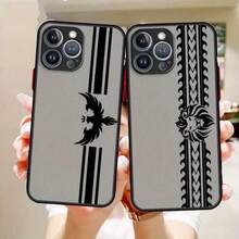 Una funda para teléfono con diseño de tótem de cabeza de pájaro y león, que presenta un patrón de rayas, compatible con los teléfonos de las series Apple, 8, SE, 11, 13, 15,, Pro, y Plus, ofreciendo una superficie transparente mate y protección completa suave negra desde 2020 hasta 2022. - Colores mixtos - Ver 4