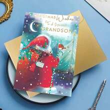 Charming Christmas Card With Envelope (11cm*16cm) - Perfect For Friends, Family & Special Occasions - High-Quality, Creative Holiday Greeting For Grandson