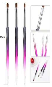 GEMSANVA Nail Art Clean Up Brushes,3PCS Nail Brush For Cleaning Polish Mistakes On The Cuticles,Flat_Oval_Fine Angled Gel Nail Brushes For Nail Art Design Painting And DIY Tools (BLACK PURPLE) - MàuA - Xem 2