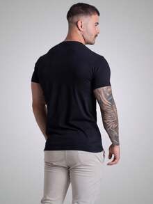 Men's Basic T-Shirt Egyptian Cotton Premium Slim Fit Shirt - 黑色 - 查看 5