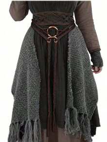 Cinturón de cruz de ogro vikingo para mujeres, cinturón de cuerda largo medieval para bruja nórdica chamánica pagana, accesorio de circo para Halloween