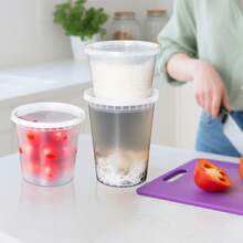 45 Sets Of Transparent Plastic Storage Containers With Lids [8/16/24/32 Ounces], For Food Storage, Made Of PP Material, Heat-Resistant Soup Cups, Leak-Proof, Microwaveable, Reusable, Suitable For Holding Fruits, Snacks, Vegetables, Noodles, Rice Soup, Suitable For Family Gatherings, Restaurants, Catering Services, And Halloween And Christmas Parties., Home Decor, Party & Christmas Storage - 45 Sets - 查看 6