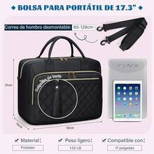 Bolsa para Laptop Mujer 17.3 Pulgadas Maletin para Laptop Impermeable Portafolios para Laptop bolsa para computadora, para Oficina, Negocios, Viajes, Universidad, Negro - Negro - Ver 2