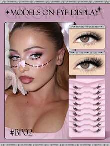 9 Pairs Half Lashes Band Eyelashes Eye False Eyelashes Short Soft 3d Faux Mink Eyelashes Soft Natural Makeup (BP02) Strip Lashes,Lashes,Eyelashes,Lashes - màu đen - Xem 12