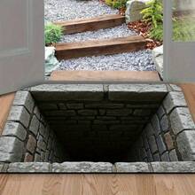 1pc 3D Visual Illusion Deep Pit Stone Pattern Door Mat, Rectangular Non-Slip Polyester Flannel Floor Mat, Low Hair Accumulation, Anti-Static, Suitable For Living Room, Bedroom, Bathroom, Kitchen, Laundry Room - Thickness 0.4inch, Fashionable And Personality Carpet