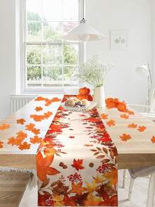 Tappeto da tavolo autunnale per il Ringraziamento - Rettangolare in tessuto a maglia con disegno di foglie d'autunno vibranti - Resistente alle macchie e perfetto per la decorazione stagionale di Ognissanti (33 x 90/120/160/183/200 cm)