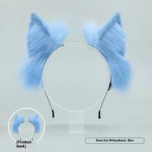 猫耳头箍卡哇伊狐狸耳洛丽塔角色扮演头饰日式蓬松发饰可调节耳朵JK角色扮演头饰 - 彩色 - 查看 13