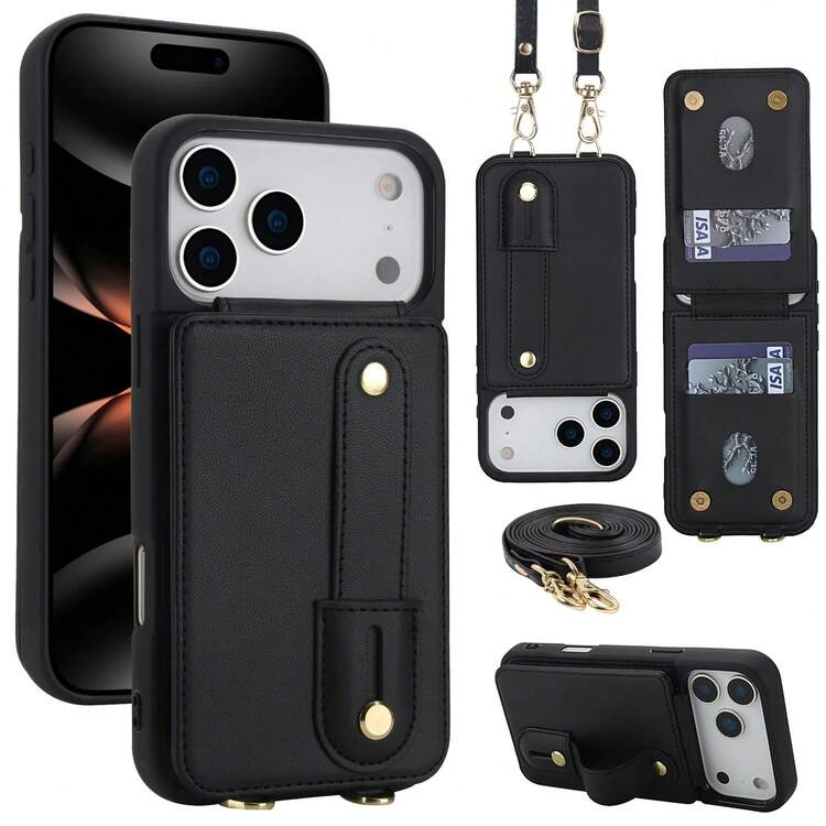 OUKNOEO Fashion Crossbody Bag & Faux Leather Phone Case, Compatible With IPhone 17 Air, 16e, 15, 14, 13, 12, 11 Pro, XS Max, 7, 8 Plus, XR, SE, And Galaxy S25 Edge, S24, S23, S22 Ultra Plus, A13, A14, A15, A16, A35, A36, A53, A54, A55, A56, Z Fold 7 FE, 6, 5, 4 - Black - View 58