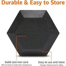 Pesas de mano de goma hexagonal básicas - Negro - Ver 3