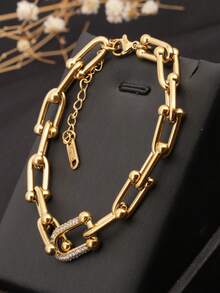 1pc 18K Gold Stainless Steel U-Shaped Horseshoe Ring Accessories For Women, Hip-Hop Style, Suitable For Daily Wear, Gift For Girlfriend, Friend