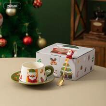 Coffee Cup Christmas Ceramic Cup And Saucer Set High Temperature Fired Glaze Highly Attractively Santa Claus Gift Set
