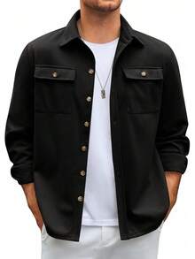 Mens Shirt Jacket Long Sleeve Button Down Casual Shacket Lightweight Thermal Shirts With Pocketshalloween - 海軍 - 查看 11
