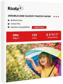 Koala Papel fotográfico grueso de 21.59 x 27.94, peso pesado de doble cara, alto brillo, hojas, 260 g/², compatible con impresora de inyección de tinta - 1 - Ver 2