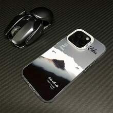 Nuevo Estuche de Teléfono Móvil con Paisaje de Montaña Nube Blanca por Láser Adecuado para iPhone11 12 13 14 15 16 iPhone16 15 14 13 12 11 Pro Max XS XR X 7 8 Plus SE Serie, ideal como regalo de cumpleaños para novias, novios y amigos17,17 Pro Max - Negro - Ver 6