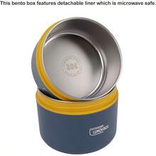 Juego de Contenedores de Almuerzo Aislados, Fiambrera Bento Apilable Portátil, Contenedor Térmico para Alimentos, Tarro de Comida Caliente de Boca Ancha con Bolsa - 3 piezas - Ver 8