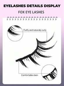 6/7对猫眼睫毛天然假睫毛3D仿貂皮柔软动漫睫毛角色扮演浓密睫毛延长 - 黑色 - 查看 4