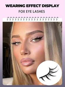 6/7对猫眼睫毛天然假睫毛3D仿貂皮柔软动漫睫毛角色扮演浓密睫毛延长 - 黑色 - 查看 3