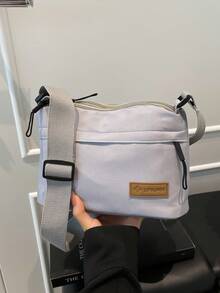 1 件防水斜挎包，1 件男女通用休闲尼龙斜挎包，可调节肩带，防水拉链单肩斜挎包，多口袋，纯色，涤纶衬里，适合购物、钱包、手提包、年轻女性、大学生、新婚夫妇、办公室女士。非常适合办公室、大学、工作、商务、通勤、户外活动、旅行和野餐 - 淺灰色 - 查看 8