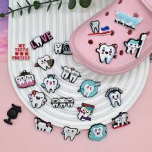 6/10/15pcs Cartoon Dentist Pattern Shoe Charms, PVC Material, Suitable For Sandals, Birthday, Christmas, Halloween Parties, Creative - Multicolor - View 1