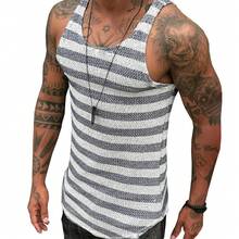 Men's Active Sleeveless Stripe Knitted Vest - Casual Style