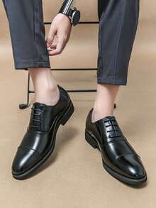 男士正装系带鞋、男士奢华商务正装牛津鞋（黑色和棕色）、婚礼和派对尖头正装鞋、冬季时尚牛津鞋、绅士工作鞋、2025年秋季新款时尚派对布洛克休闲德比鞋、春季舒适绅士新郎婚鞋、办公室经典正装休闲正装鞋、职业装复古三带皮鞋 - 黑色 - 查看 7