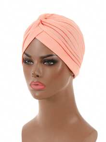 1pc Unisex Turban Headband With Twisted Knot & Pleated Design, Breathable & Lightweight, Classic Solid Color Headwrap, Versatile For Outdoor, Yoga, Sports, Casual Wear