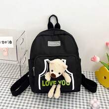 Women's Backpack Random Shipment Model Small Girl With Teddy Bear Decoration Cute Casual Backpack - 黑色 - 查看 3