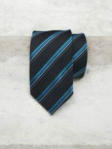 Luxury Men's Skinny Ties Polyester Silk Solid Polka Dot Striped Check Skinny Jacquard Groomsman Tie - 藍色 - 查看 1