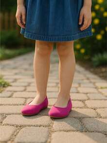 BAILARINAS para niña, ballerinas para niñas, zapatos para niñas, zapatos cómodos, zapatos planos, punta redonda, antideslizante, uso casual - Rosa Fucsia - Ver 1