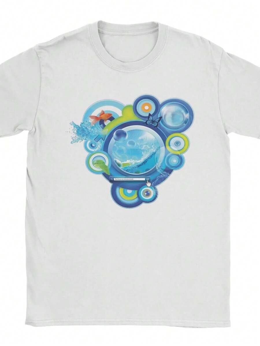 Unique Frutiger Aero Maximalism T-Shirt Men Crew Neck 100% Cotton T Shirts Short Sleeve Tees Gift Idea Tops - 白色4 - 查看 1