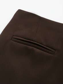 Women's Fashion Casual Solid Asymmtrical Wrap Shorts Skirts, Minimalist And Fashionable Skirt Pants - Dark Brown - View 6