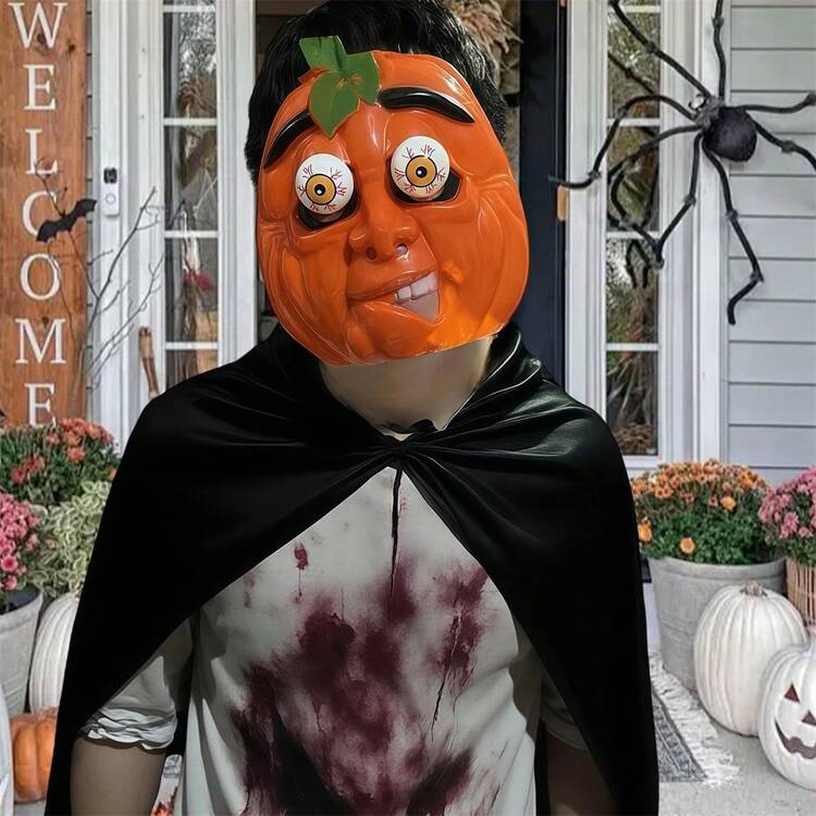 Halloween Horror Pumpkin Mask- - Orange - View 2