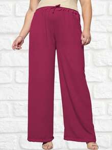 Duna Women's Plus Size Wide Leg Pants Kit 3 - Vinho Verde and Pink - View 2