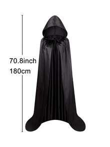1 buah Jubah Berkerudung Halloween, Kostum Cosplay Satu Lapisan untuk Pertunjukan Panggung, Pesta Topeng & Pesta, 5 Ukuran (120/140/150/160/180), Hadiah Sempurna - Hitam - View 13