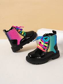 1 Paar Mädchen Mode süße Stiefel, stoßabsorbierende rutschfeste Baby Stiefel, stilvolle britische Stil thermisch gefütterte Kinder Kurzstiefel, geeignet für Herbst/Winter Alltagskleidung, Partys und Galas