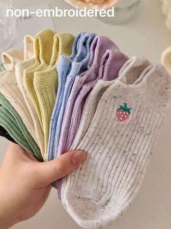 5 Pairs Of Women's Candy Colored Ankle Socks, Bow Crew Socks, Suitable For All Seasons, Random Colors
