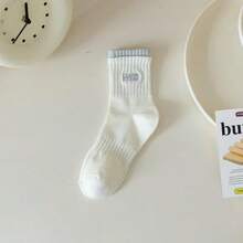 Șosete de damă, culoare uni, până la jumătatea gambei, șosete crew cu imprimeu anti-miros, fără cusături, toamnă/iarnă