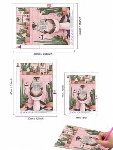 | 5D DIY 钻石画 | 手工装饰画，融入拟人化动物元素。一只可爱的水獭在粉色房间里上厕所。水钻全套马赛克工艺品。成人高清钻石画，以及DIY技巧和专注力练习。 - 彩色 - 查看 4