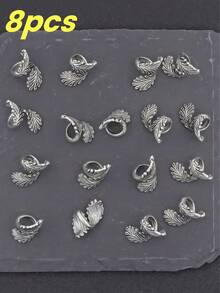 8/20/50 件,珠宝制作垫片。16 毫米复古羽毛形垫片珠,带有雕刻纹理的古银锌合金装饰珠,用于 DIY 耳环、项链、手链和其他珠宝配饰制作。珠子,珠宝制作用珠子,珠宝制作用品,垫片珠,手链珠,手链珠,饰物,珠子垫片。生日派对、万圣节、圣诞节装饰、成人工艺品用品 - 彩色 - 查看 9