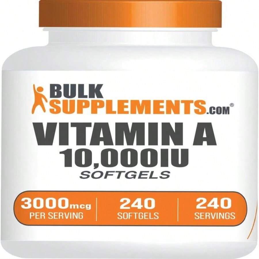 BulkSupplementscom Vitamin A 10000 IU Softgels - As Retinyl Palmitate, Vitamin A Supplement - For Eye &Amp; Immune Support, Gluten Free, 1 Softgel Per Serving, 365 Count (Pack Of 1) - Flavor NameA - View 1